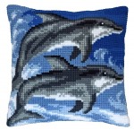 Zestaw do haftu krzyżykowego poduszka – Delfiny