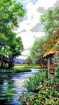 Kanwa malowana Louis Aston Knight - Chatka nad rzeką Launay