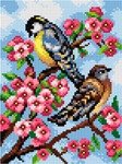 Schemat do haftu Sikorki na kwitnącej wiśni