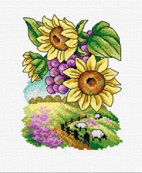 Schemat do haftu Pejzaż ze słonecznikami
