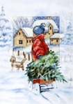Zestaw do haftu krzyżykowego kartka Boże Narodzenie - Zima