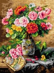 Kanwa z nadrukiem Pierre Garnier - Wazon z kwiatami i wachlarzem
