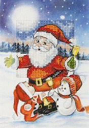 Zestaw do haftu krzyżykowego kartka Boże Narodzenie - Mikołaj