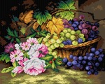 Kanwa z nadrukiem Margareth Roosenboom - Martwa natura z różami i owocami