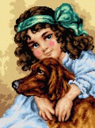 Schemat do haftu Frances Brundage - Dziewczynka z psem