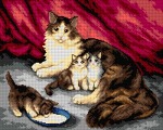 Schemat do haftu Jules Leroy - Kotka z kociętami