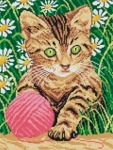 Schemat do haftu Kot ukryty w trawie