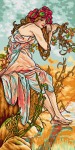 Kanwa z nadrukiem A. Mucha - Lato