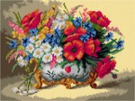 Kanwa z nadrukiem E.H. Cauchoisa - Maki, stokrotki, i inne kwiaty lata