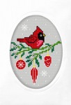 Zestaw do haftu krzyżykowego kartka Boże Narodzenie - Ptak na gałązce