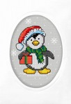 Zestaw do haftu krzyżykowego kartka Boże Narodzenie - Pingwinek