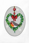 Zestaw do haftu krzyżykowego kartka Boże Narodzenie - Ptak i serce