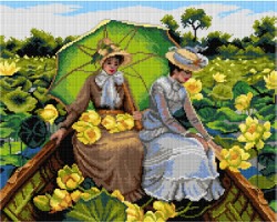 Schemat do haftu Charles Courtney Curran - Kwiaty lotosu (fragment)