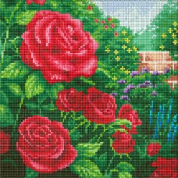 Zestaw do diamond painting obrazek - Thomas Kinkade "Idealne czerwone róże"