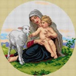 Kanwa z nadrukiem William Adolphe Bouguereau - Dziewica i baranek