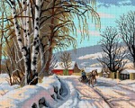 Kanwa z nadrukiem Peder Mork Monsted - Tory pokryte śniegiem w Lillehammer