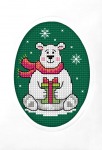 Zestaw do haftu krzyżykowego kartka Boże Narodzenie - Miś polarny