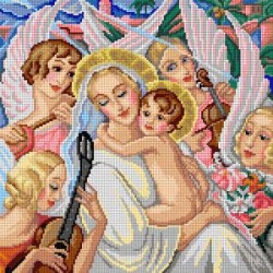 Kanwa z nadrukiem Gerda Wegner - Madonna z dzieciątkiem i muzykującymi aniołkami