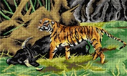 Schemat do haftu Wilhelm Kuhnert - Tygrys ze zdobyczą