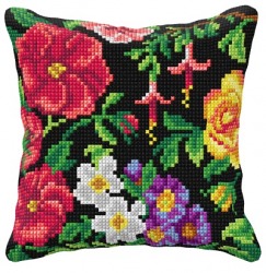 Zestaw do haftu krzyżykowego poduszka - Wzór botaniczny