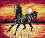 Schemat do haftu Koń na tle zachodzącego słońca