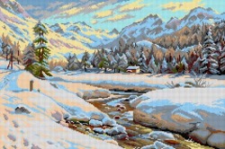 Kanwa z nadrukiem Peder Mark Monsted - Zimowy pejzaż w Szwajcarii