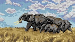 Kanwa z nadrukiem Wilhelm Kuhnert - Migrujące słonie