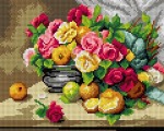 Kanwa z nadrukiem Georges Jeannin - Martwa natura z różami i cytrynami