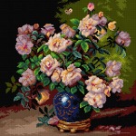 Schemat do haftu Alexis Kreyder Róże w kobaltowej wazie