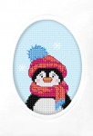 Zestaw do haftu krzyżykowego kartka Boże Narodzenie - Pingwin