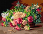 Kanwa z nadrukiem Henri Bivy - Róże w koszu