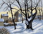 Kanwa z nadrukiem wg. C. Pissarro — Louveciennes