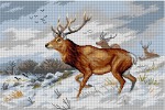 Kanwa z nadrukiem Carl Friedrich Deiker - Jelenie na śniegu