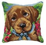 Zestaw do haftu krzyżykowego poduszka - Czekoladowy labrador