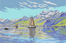 Kanwa z nadrukiem Peder Mork Monsted - Widok na jezioro, Vevey