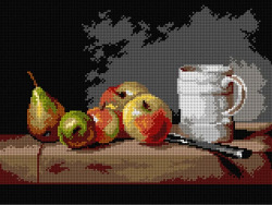 Schemat do haftu Jean Chardin - Martwa natura z kubkiem, jabłkami i gruszkami