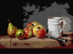 Schemat do haftu Jean Chardin - Martwa natura z kubkiem, jabłkami i gruszkami