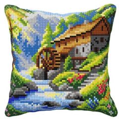 Zestaw do haftu krzyżykowego poduszka – Młyn wodny