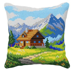 Zestaw do haftu krzyżykowego poduszka – Chatka w górach