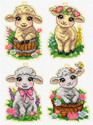 Zestaw do haftu krzyżykowego Ozdoba Wielkanocna - Owieczki