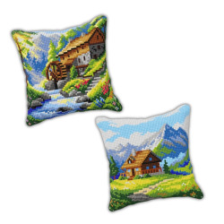 Pakiet 2 zestawów do wyszywania poduszek: Pejzaże