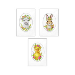 Pakiet 3 zestawów do wyszywania kartek: Życzenia Wielkanocne