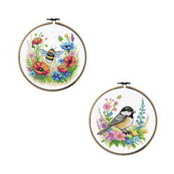 Pakiet 2 zestawów do haftu krzyżykowego z tamborkiem