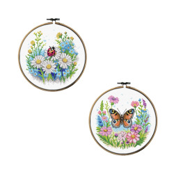 Pakiet 2 zestawów do haftu krzyżykowego z tamborkiem