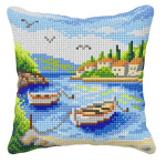 Zestaw do haftu krzyżykowego poduszka – Śródziemnomorska zatoczka