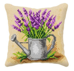 Zestaw do haftu krzyżykowego poduszka – Lawenda w konewce