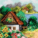 Schemat do haftu Lato - Chatka nad jeziorem