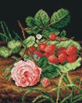 Kanwa z nadrukiem O. D. Ottesen - Róża z truskawkami
