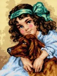 Kanwa z nadrukiem Frances Brundage - Dziewczynka z psem