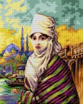 Kanwa z nadrukiem Warwick Goble - Kobieta w woalu